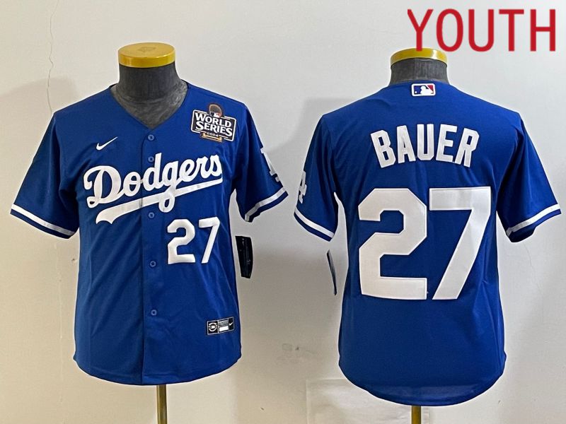 Youth Los Angeles Dodgers #27 Bauer Blue Game 2024 Nike MLB Jersey style 5->youth mlb jersey->Youth Jersey